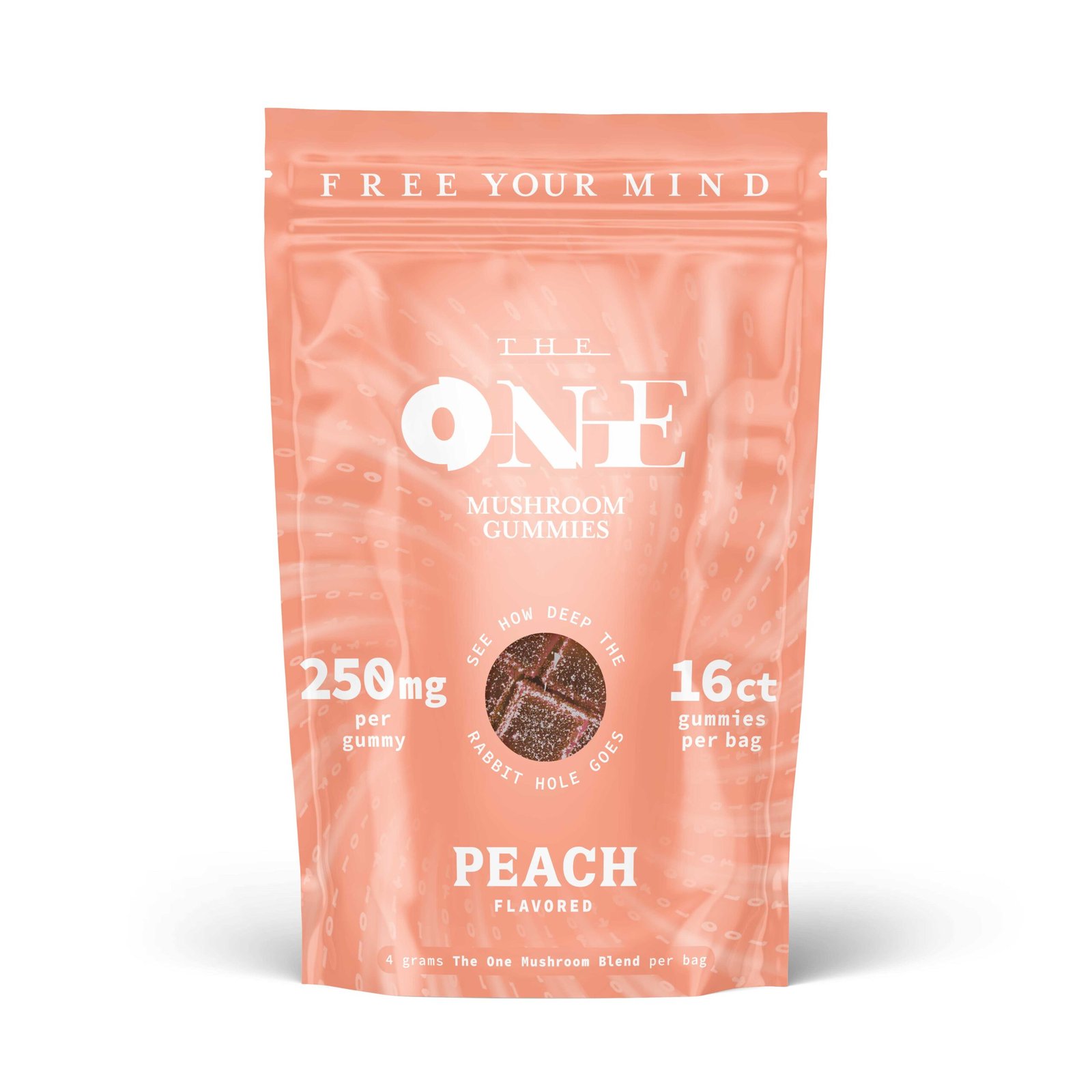 the one: 16 count 250mg microdose gummies with mushroom extract peach