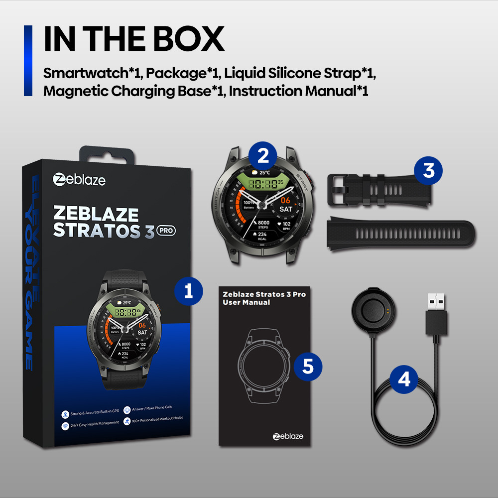 Zeblaze Stratos3Pro smart watch GPS movement track display Bluetooth call health monitoring - Image 3